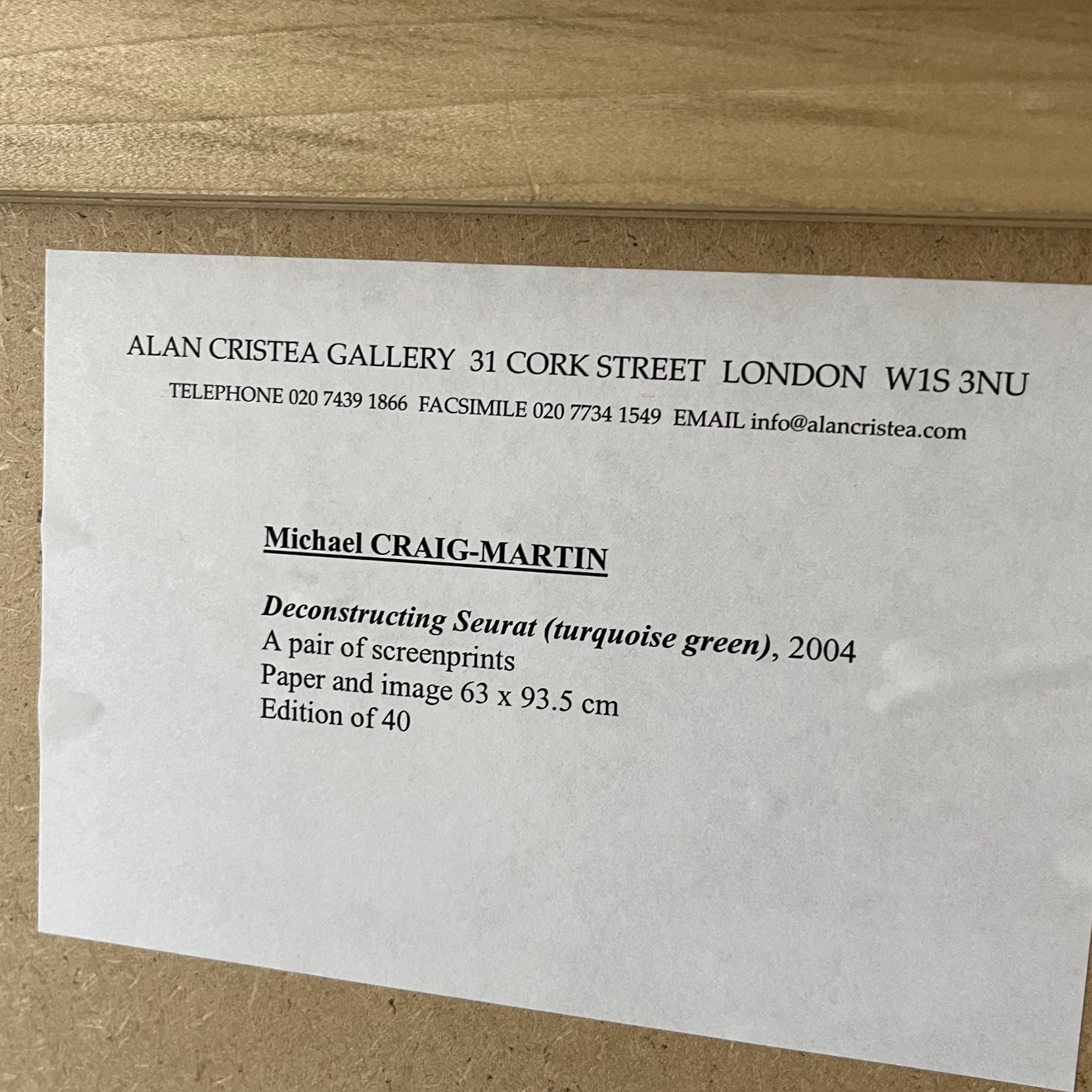 Sir Michael Craig-Martin (1941-) Deconstructing Seurat